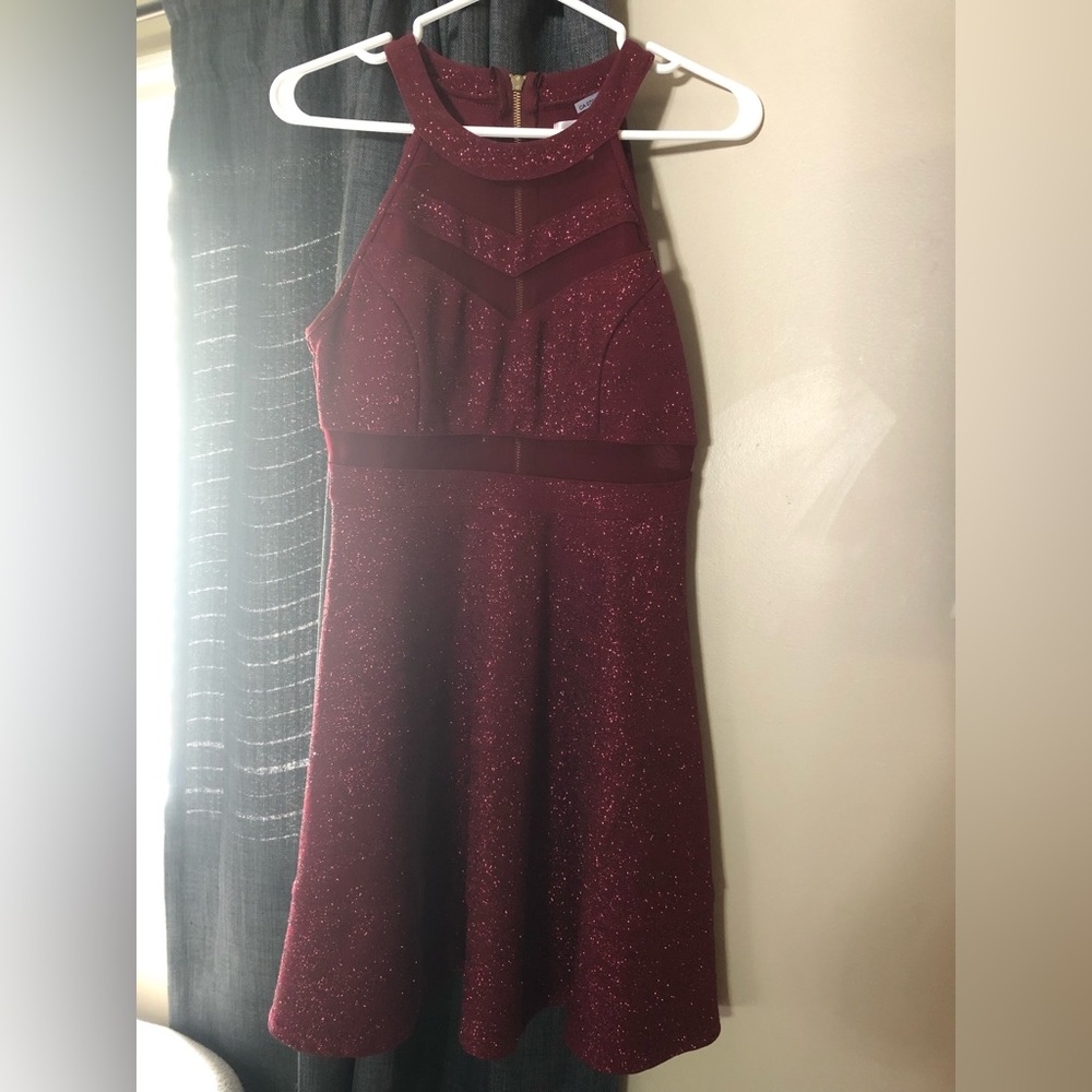 Burgundy Halter Dress